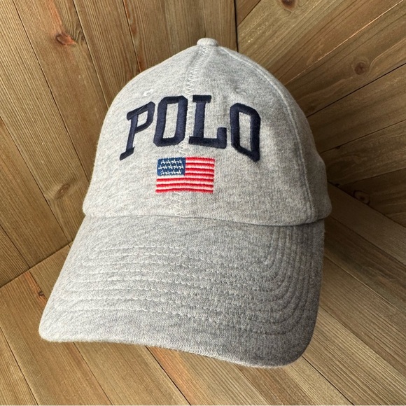 Polo Ralph Lauren Other - Polo Ralph Lauren American Flag Gray Fleece Baseball Cap Snap Back Unisex Adult
